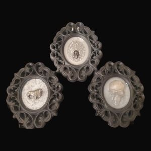 Ornamental Oval Photo Frames with 3D figures- Silver Skull, Buffalo,Ghost Skull